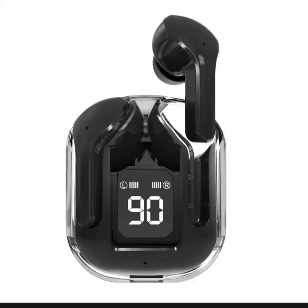 Bluetooth-Compatible Noise Canceling Translucent Earphones with Digital Display Charging Case Small Ear Buds for Sports Working