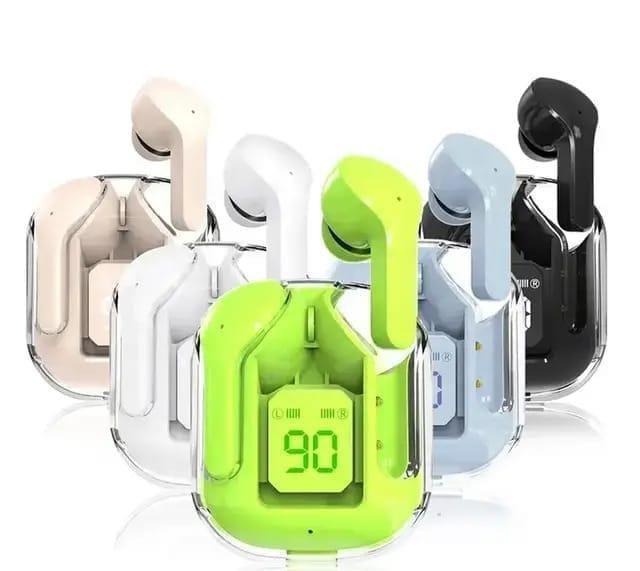 Bluetooth-Compatible Noise Canceling Translucent Earphones with Digital Display Charging Case Small Ear Buds for Sports Working
