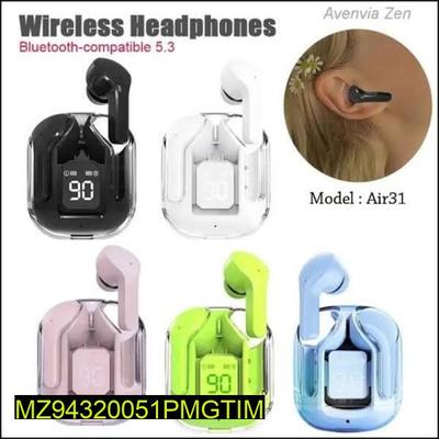 Bluetooth-Compatible Noise Canceling Translucent Earphones with Digital Display Charging Case Small Ear Buds for Sports Working