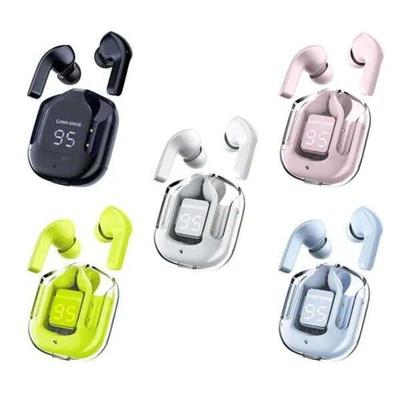 Bluetooth-Compatible Noise Canceling Translucent Earphones with Digital Display Charging Case Small Ear Buds for Sports Working